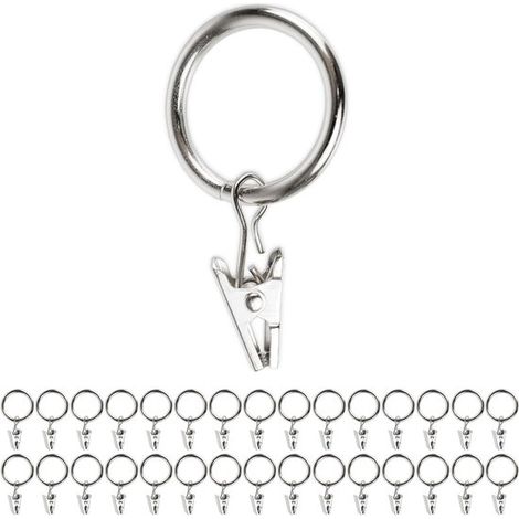 Gardinenclips mit Ringen – 30 Stück in Silber zur sicheren Befestigung von Gardinen (1/5)