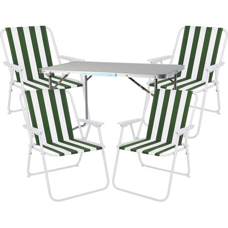 5-teiliges Campingmöbel Set 70x50x59cm grün-weiß-DMC330870+4xDPO2600GW (1/3)
