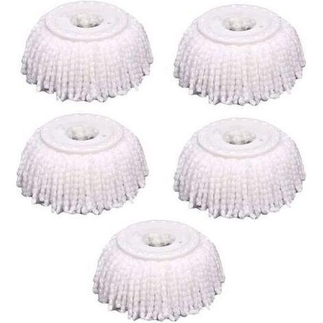 Lot de 5 têtes de balai à franges de rechange en microfibre, universelles pour balai à franges magiques à 360 °, forme ronde, taille standard (1/5)