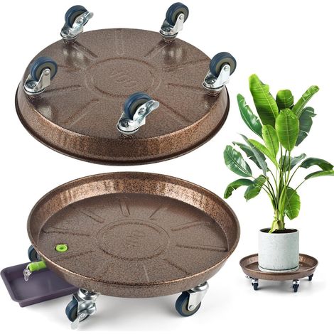 2 pièces Porte Plante a roulettes verrouillables, 40 cm, Chariot pour Pots de Jardin pour Transporter des Pots de Fleurs (1/5)