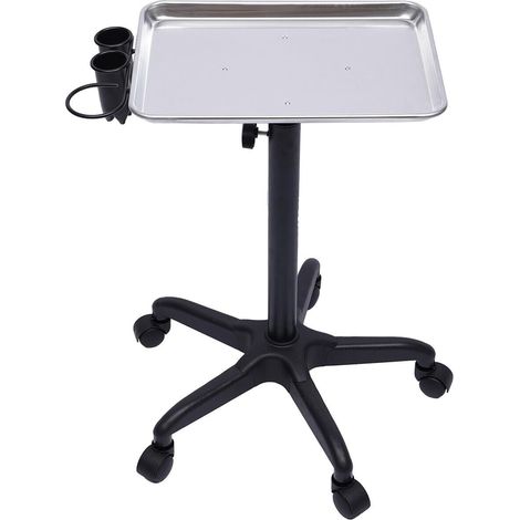 Carro de peluquería - Portátil - Carro de salón - Carro médico - Para instrumental de belleza - Resistente al desgaste y duradero - Regla rodante - Plateado