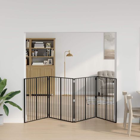 vidaXL Cancello per cani 4 pz Nero 100 x 100 cm Acciaio zincato (1/5)