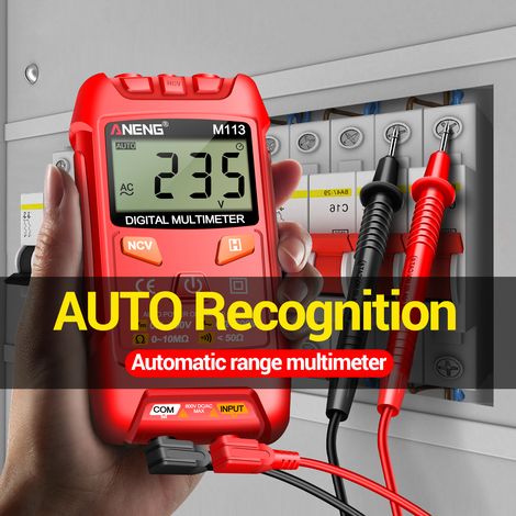 ANENG M113 Mini Digital Multimeter Smart AC/DC Voltage Tester 1999 Resistance Points LCD with NCV Data Hold, Auto Range for Line On/Off Detection. (1/5)