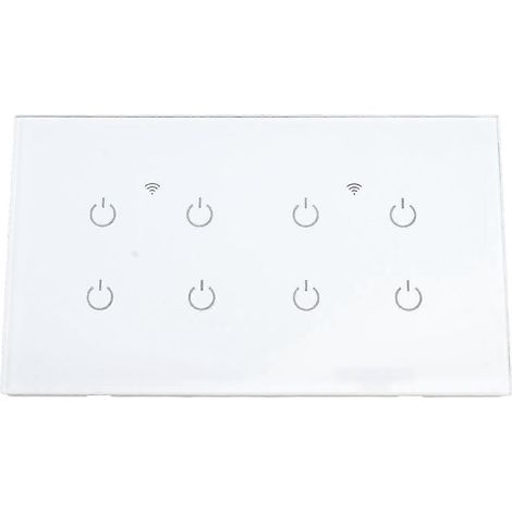 WLAN-Smart-Touch-Schalter, 8-fach, gehärtetes Glas, IP44, intelligenter Lichtschalter, Standard-Wechselstrom 110–240 V
