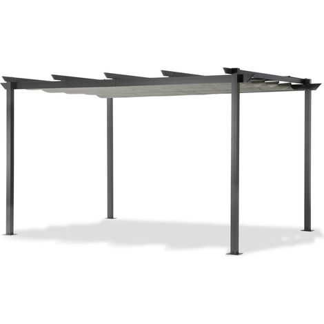 Leco Aluminium Pergola mit Faltdach, lichtgrau, 4 x 3 m (1/5)