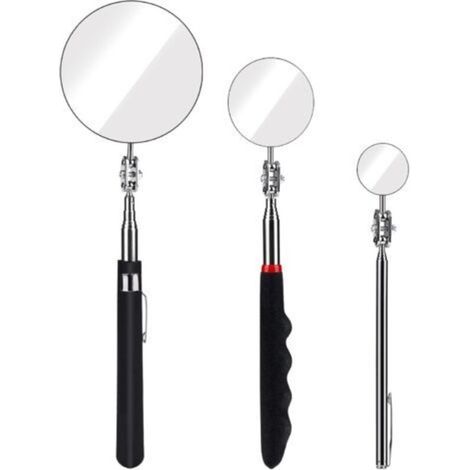 Un ensemble de trois télescopes d'examen de tailles différentes avec poignées rétractables, diamètres 3/5/8,5 cm