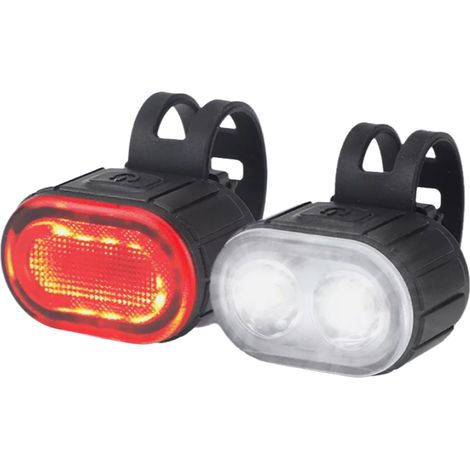 USB-LED-Fahrradbeleuchtungsset, Vorder- und Rücklicht werden über Batterien betrieben. (1/5)