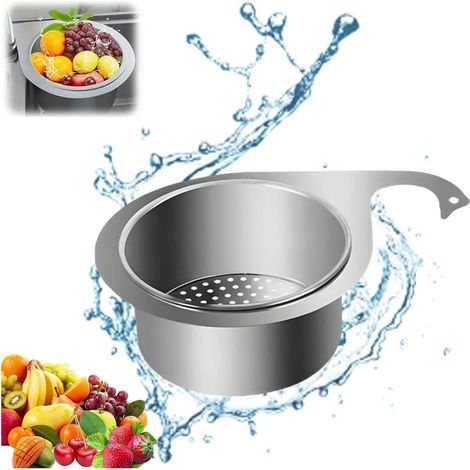 Panier d'évier en acier inoxydable en forme de cygne pour filtrer les déchets sans effort et laver facilement les légumes et les fruits (1/5)