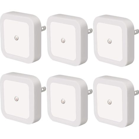 Veilleuse LED avec capteur automatique marche/arrêt - 0,5 W - pour chambre à coucher salle de bain couloir escalier - lot de 6 (1/5)