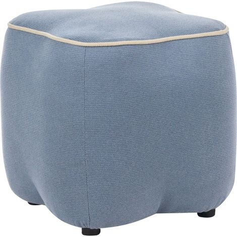 Pouf imbottito in tessuto azzurro Juno (1/5)