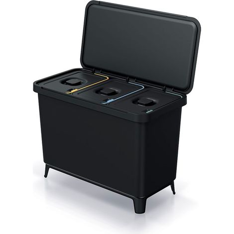 KEDEN KOSZ NA ŚMIECI SYSTEMA 3x10L - CZARNY RECYKLING (1/5)