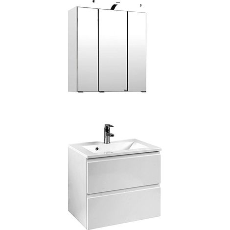 Waschplatz Set COMO-03, Hochglanz weiß, B x H x T ca.: 60 x 200 x 47cm (1/5)