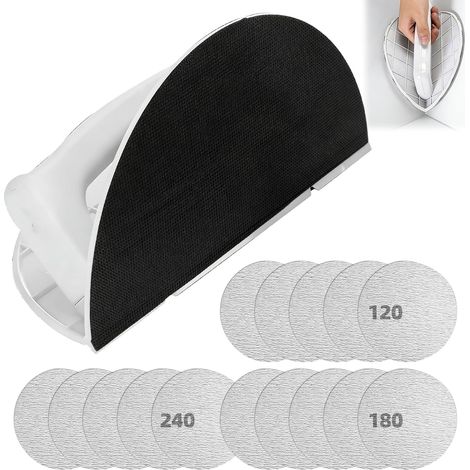 Cale à Poncer Angle - 1 Unité - ABS et Disques Auto-adhésifs - Ponçage Précis des Coins - Murs Plâtre et Meubles - 225 mm avec 15 Disques (1/5)