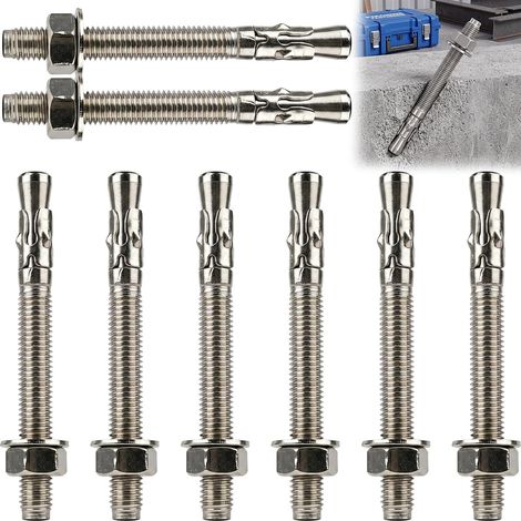 8 Pcs M12 Boulons à Expansion, Goujons d'ancrages M12 x 12 mm, Ancrage à Douille Métalliques, Vis d'Expansion Béton, Ancrage de Fixation, Cheville beton pour Béton Maçonnerie (M12 x 12mm - 8 Pcs) (1/5)