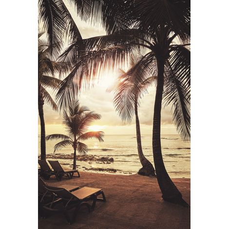 Tableau sur toile palmiers au crépuscule 30x45 cm - Impression sur Toile Murale Décorative - Image imprimée en HD sur Toile - Toile sur Châssis en Bois FSC - Fabriqué en France (1/5)