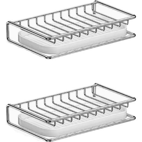 Sollbry 3 Pièces Porte-Savon en Acier Inoxydable avec Bac d'Égouttement, Support Savon sur Comptoir 20.5x10cm pour Salle de Bain Douche Cuisine Lavabo (1/5)