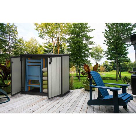Keter – Armoire de jardin en résine à peindre 139,5x77x120 cm – Panneaux DuoTech personnalisables – Capacité 1000 litres – Résistante aux UV (1/10)