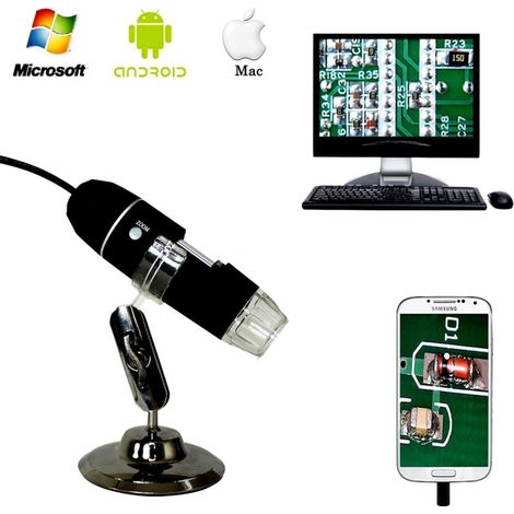 Trade Shop - Microscopio Digital Usb 40x 1000x Pc Notebook Foto Video 8 Led 2.0 Mpx Soporte - (1/5)