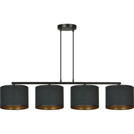 Lampada a Sospensione Hilde, Acciaio verniciato a polvere, Tessuto, Nero, 97x100x18 cm (1/5)