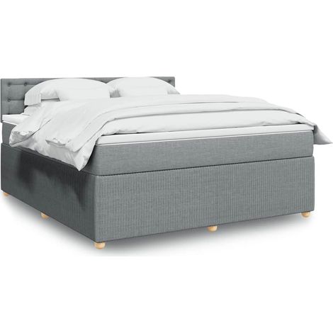 Boxspringbett mit Matratze Hellgrau 180x200 cm Stoff