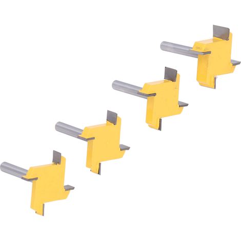 Oberfräsen-Set mit 4 Hartmetallfräsern zum Nuten und Planfräsen, 6,35-mm-Schaft, Bündigfräsen und Hobeln, Holzbearbeitungswerkzeug (1/5)