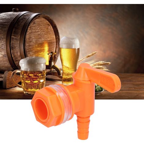 Robinet de Brasseur pour Fermentation/Baril: Équipement PP+Silicone Alimentaire, Anti-Corrosion, Diamètre 0.9cm, avec Gaskets - Orange (Lot 1 Robinet + 2 Gaskets + 1 Écrou) (1/5)