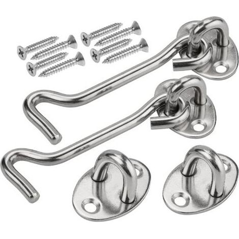 Lot 2 loquets portes robustes acier inoxydable 100 mm (1/5)