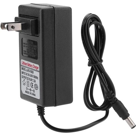 Chargeur de batterie de remplacement, entrée de tension large Charge sûre et rapide AC100-240V DC 16.8V 2A Adaptateur secteur de remplacement Chargeur de batterie lithium-ion Charge sûre, noir(US),A (1/5)