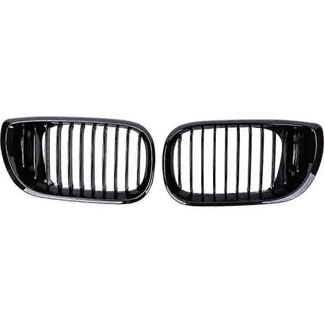 Paar glänzende/matte Nierengrills für die Frontpartie, glänzend schwarz, einteiliger Kühlergrill für BMW 3er E46 4-Türer 2002-2005, Renngrill – glänzend schwarz (1/5)