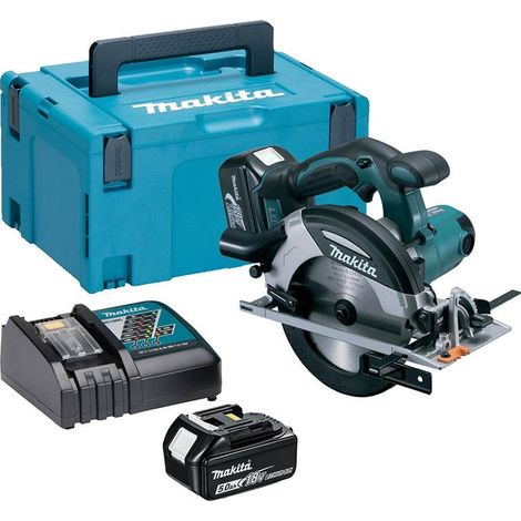 Makita – Scie circulaire 18V LXT Ø165 mm avec 2 batteries 5,0 Ah – Hauteur de coupe 66 mm – Moteur Brushless – Éclairage LED (1/9)