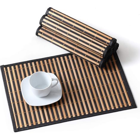 Set de Table en Bambou 6 Pcs, Napperons Lavable, Antidérapant, Tapis de Table Résistant à la Chaleur (1/5)