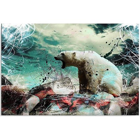 Tableau bois ours blanc - 70 x 50 cm (1/5)