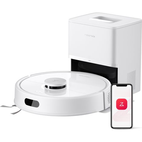 Roborock Q7 BF+ - Robot Aspirateur Laveur avec Station de Vidage Automatique - Aspiration 8000 Pa - Navigation Laser LiDAR - Anti-Enchevêtrement Poils Animaux - Compatible Alexa & Google Home Blanc (1/5)