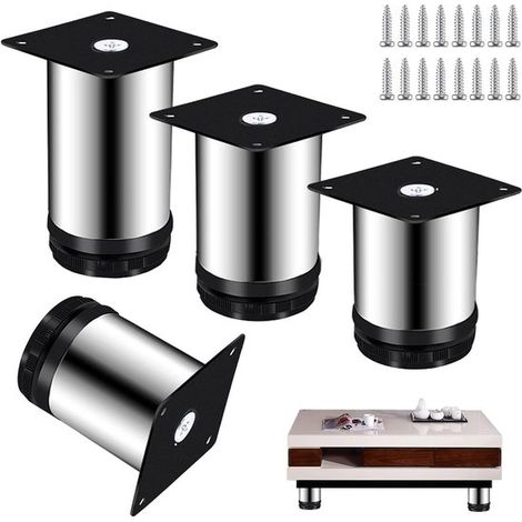 Verstellbare Möbelfüße aus Edelstahl 4er Set Runde Stützen für Schränke und Möbel, langlebig und robust (1/5)