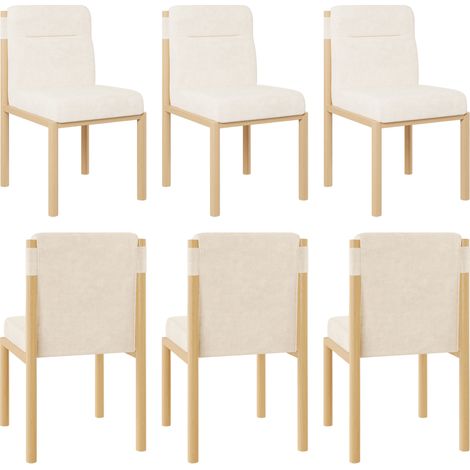 Esszimmerstühle 6er Set, Gepolsterte Sitzfläche und Rückenlehne, Metallgestell, Sherpa Beige (1/5)