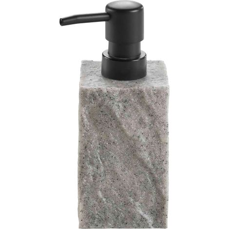 Distributeur de savon - Effet minéral salle de bain Gris 7x7x16 cm