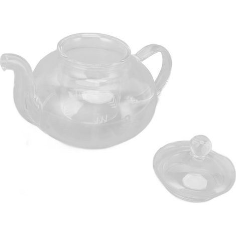 Teekanne aus Glas mit Filter, 680 ml, hitzebeständig, transparent, zum Aufbrühen von Teeblättern und -blüten. (1/5)