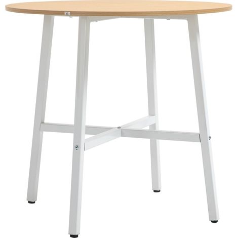 Mesa de comedor, mesa de cocina para 4 personas, mesa de salón moderna fabricada en acero y madera natural, 80x80x76 cm para comedor y cocina