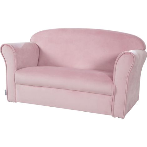 Canapé Enfant en Velours Lil Sofa - 2 Places - Fauteuil Club avec Accoudoirs pour Filles - Assise Confortable - 78 x 40 cm - Facile à Nettoyer - dès 18 Mois - Rose (1/5)