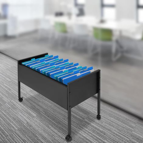 Chariot de bureau suspendu à 100 roulettes - Durable - Pour bureaux, salles de conférence, bureaux, appartements - Noir - 80 x 42,5 x 60 cm) (1/5)