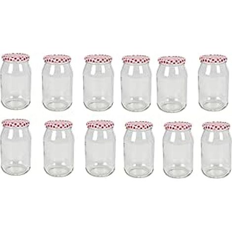 12 x Einmachglas 900ml Vorratsglas Einweckglas Konserve Schraubdeckel kariert (1/2)