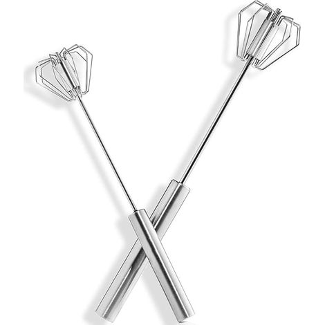 2 batteurs d'oeufs rotatifs, batteur à main, batteur rotatif en acier inoxydable, ustensiles de cuisine semi - automatiques (12 "+ 10")
Marque: fansezq (1/5)