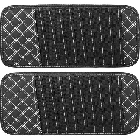 Juego de 2 estuches para parasol de coche con 10 bolsillos para DVD, color negro con raya blanca.