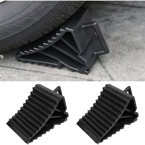 Cales de roue de remorque en 2 parties, cales de frein de voiture, cale de roue en plastique avec poignée pour voiture, remorque, caravane, camping-car (1/5)
