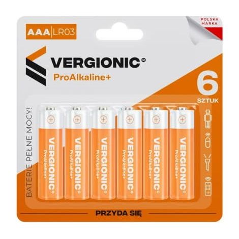 Piles alcalines 6 pièces AAA R3 Fingers Strong 1,5 V 44 mm × Ø10 Vergionic (1/5)