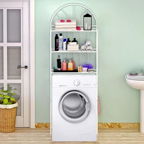 HSTURYZ Meuble de Rangement au-Dessus des Toilettes WC, Étagère Dessus Toilettes Organisateur Salle de Bain avec 3 Tablettes, Blanc (1/3)
