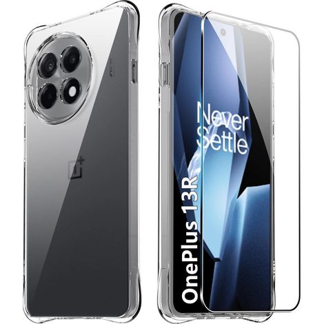 Schutzhülle für OnePlus 13R mit Schutzfolie, transparent stoßfest