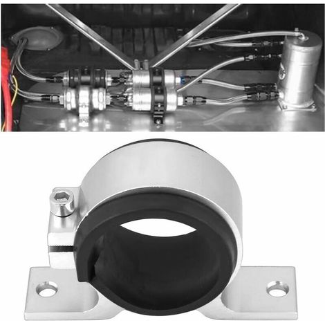 Support de pompe à carburant, Support de Montage de Pompe à Huile/carburant/essence de Voiture 50mm Support de Fixation de Filtre Unique en Alliage D'aluminium Noir(Argent)