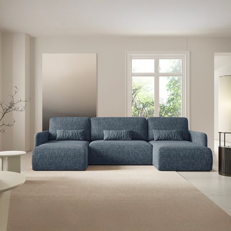 U-Sofa, 4-sitzig, umwandelbar, mit Truhe Lazare Blau (1/5)