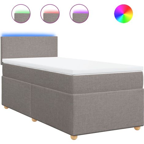 Lit simple  Lit adulte  Sommier à lattes de lit avec matelas Taupe 90x190 cm Tissu